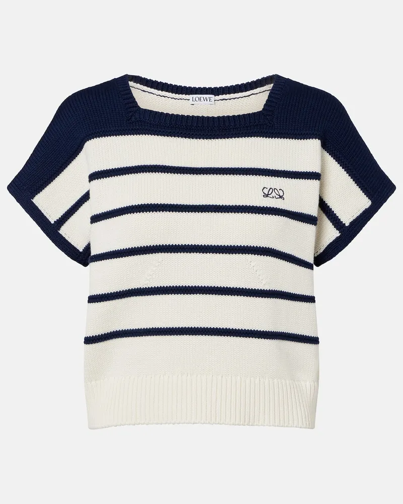 Loewe Pullover in cotone e lana a righe Blu