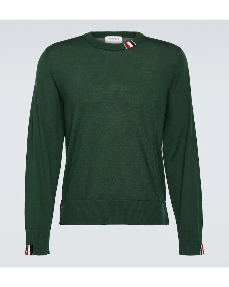 Thom Browne Pullover in jersey di misto lana Verde