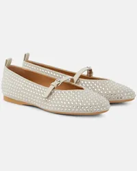 J.W.Anderson Ballerine in suede con cristalli Beige