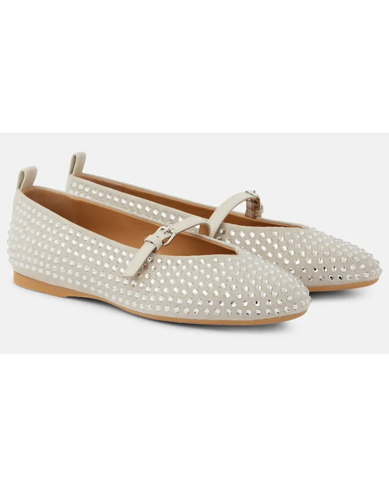 J.W.Anderson Ballerine in suede con cristalli Beige