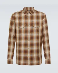 Tom Ford Camicia Western in cotone a quadri Bianco