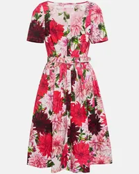 Oscar de la Renta Abito midi con scollo rotondo e stampa Rosa