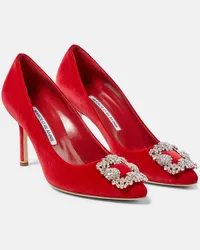 Manolo Blahnik Pumps Hangisi in velluto Rosso