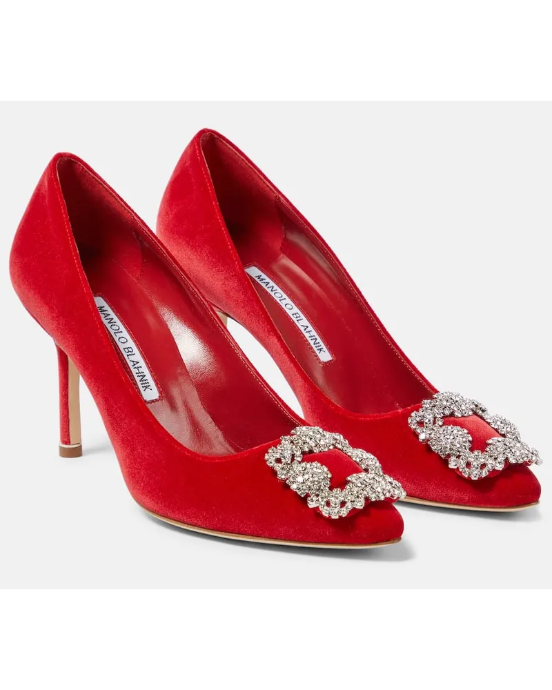 Manolo Blahnik Pumps Hangisi in velluto Rosso
