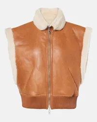 Isabel Marant Gilet Edwina in pelle con shearling Marrone