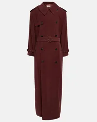 Saint Laurent Trench doppiopetto in twill Rosso