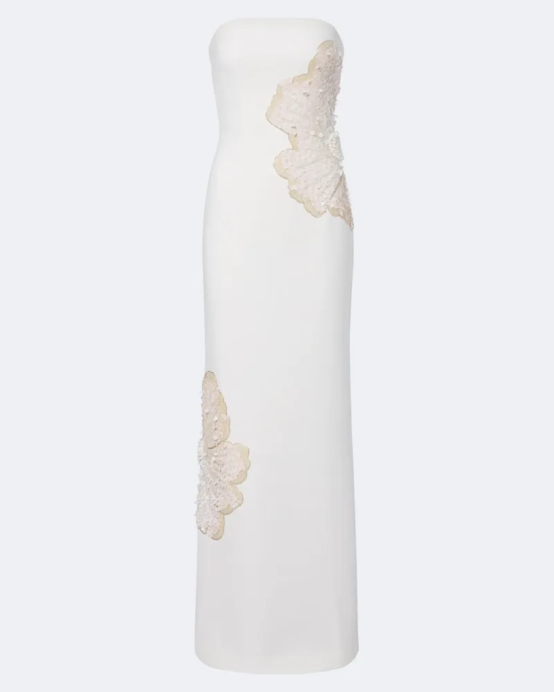 Rebecca Vallance Abito lungo senza spalline con paillettes Bianco