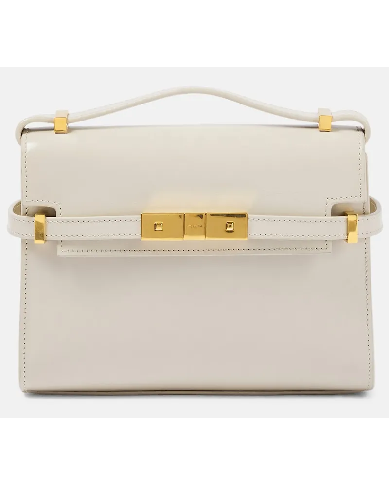 Saint Laurent Borsa a tracolla Manhattan Mini in pelle Bianco