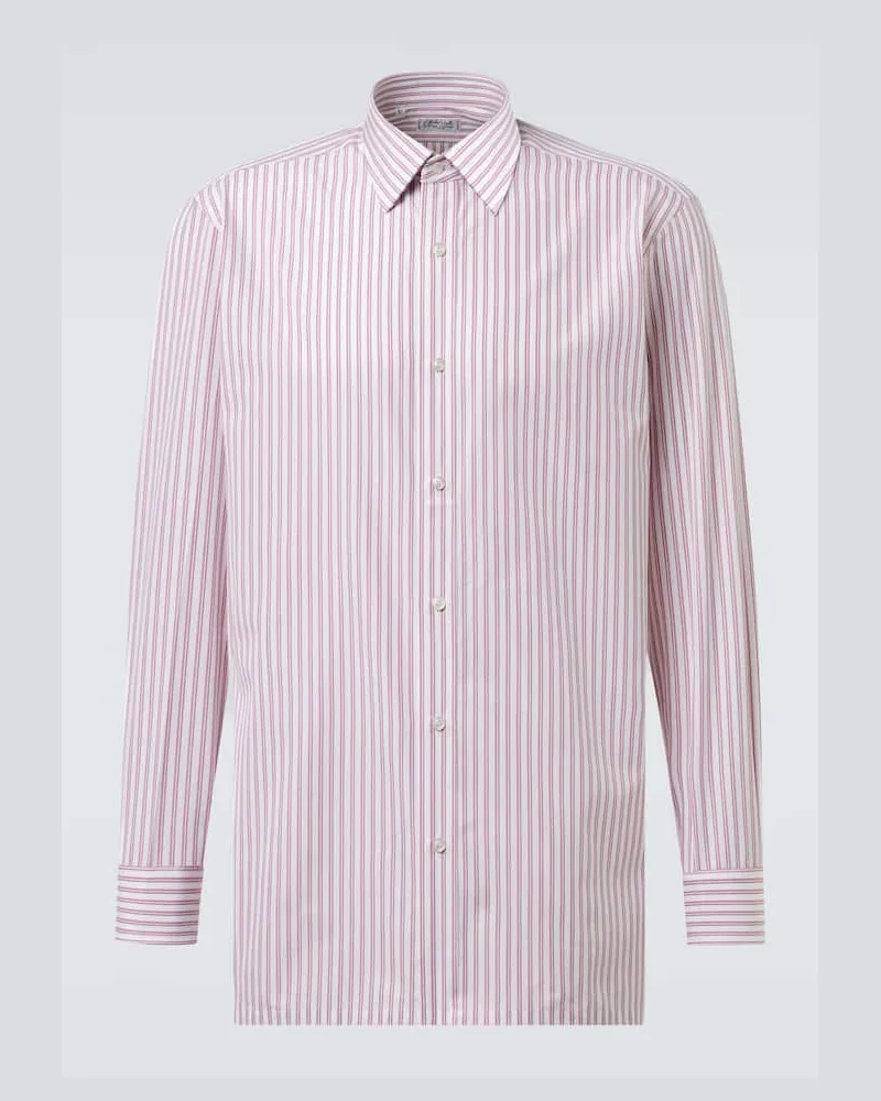 Charvet Camicia in popeline di cotone a righe Rosso
