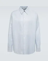 Bottega Veneta Camicia in pelle a righe Blu