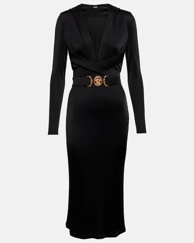 Versace Abito midi Medusa Biggie con cappuccio Nero