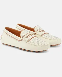 TOD'S Mocassini Gommino in pelle con borchie Bianco