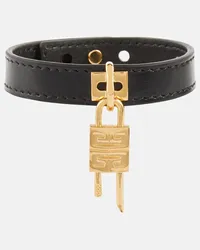 Givenchy Bracciale Mini 4G Padlock in pelle Nero