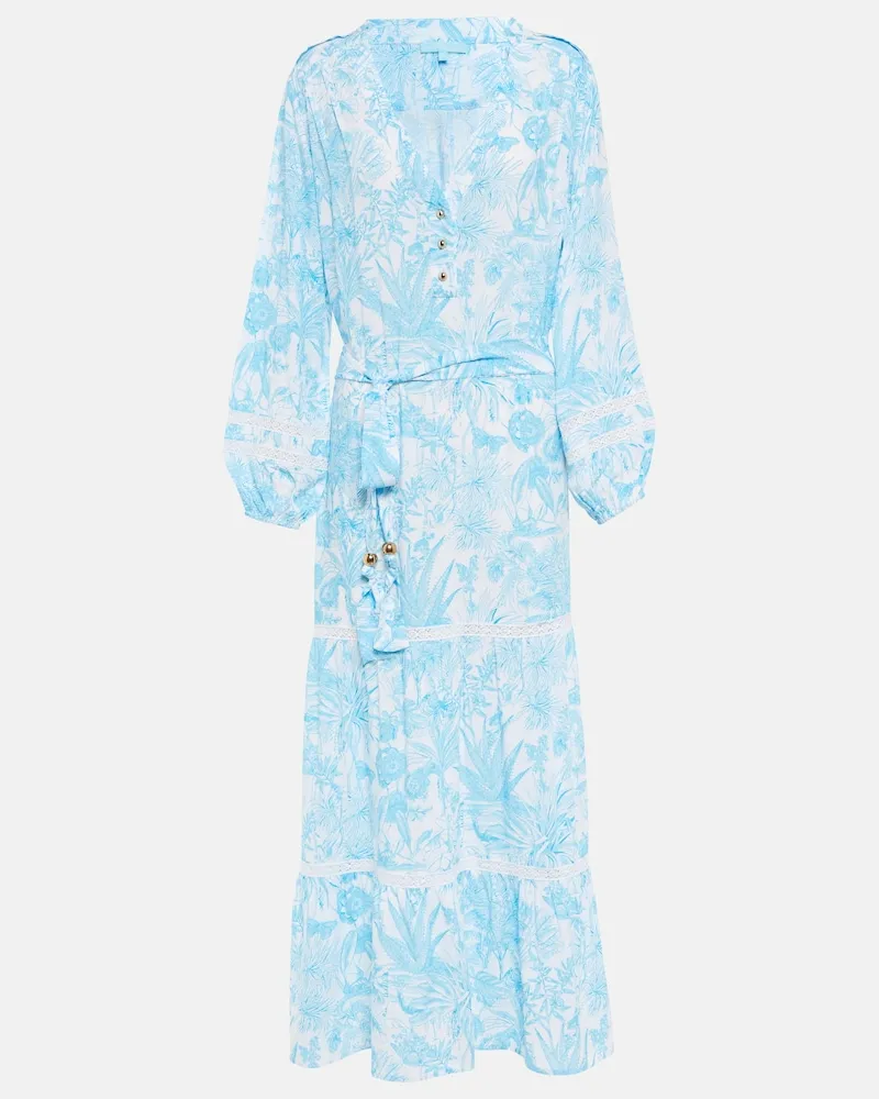Melissa Odabash Abito lungo Wisteria con stampa Blu