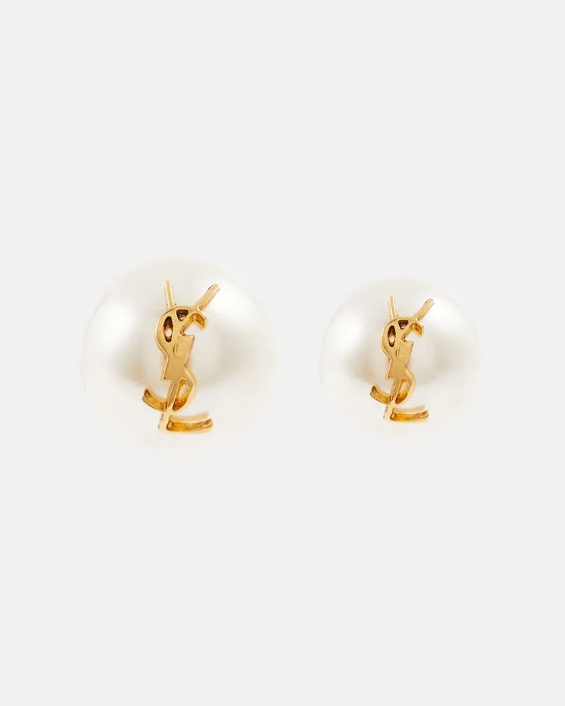 Saint Laurent Orecchini con perle bijoux Bianco