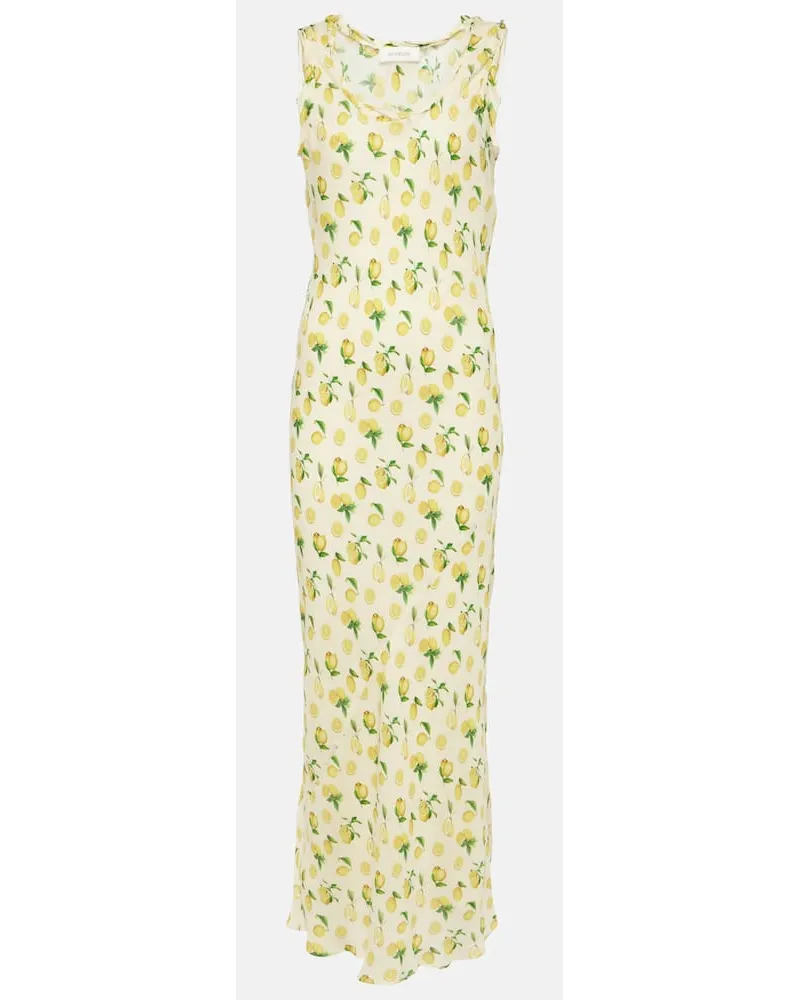 SPORTMAX Abito lungo Tonale in seta con stampa Giallo