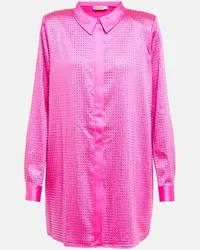 Self-Portrait Camicia in raso con cristalli Rosa