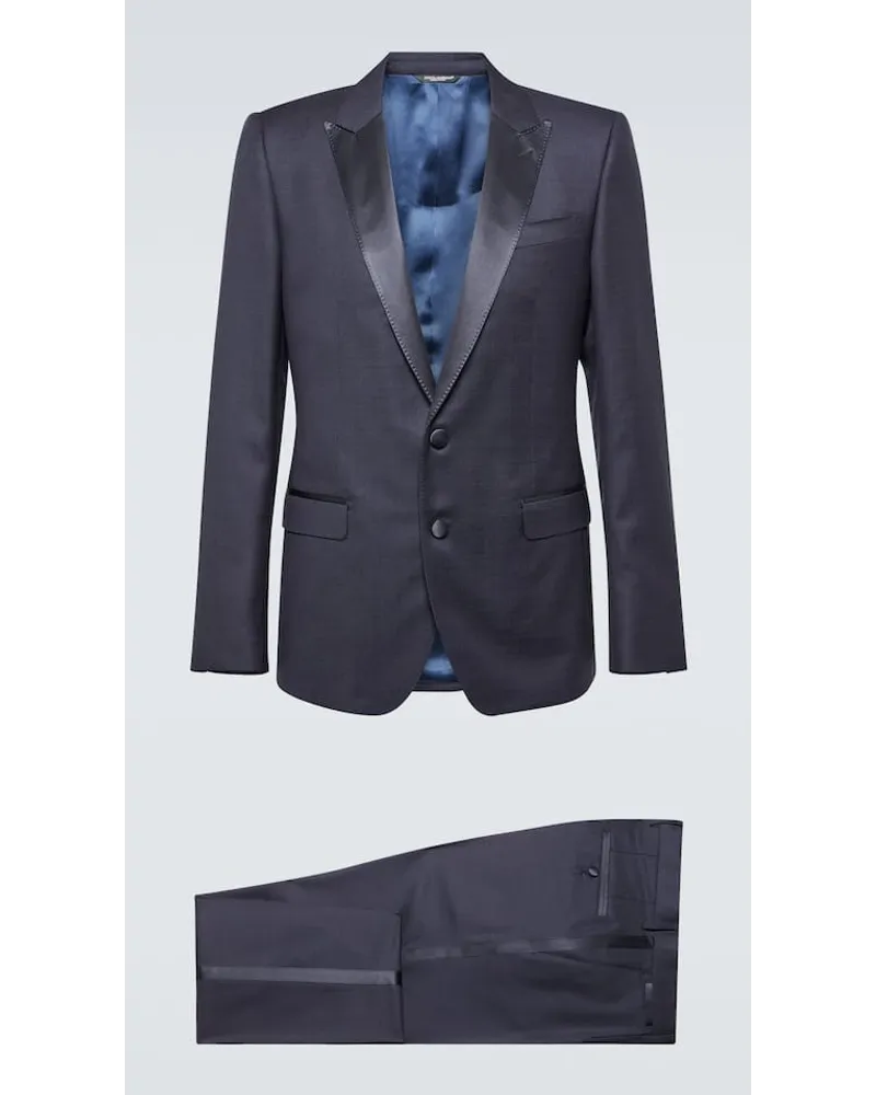 Dolce & Gabbana Abito in misto seta e lana Blu