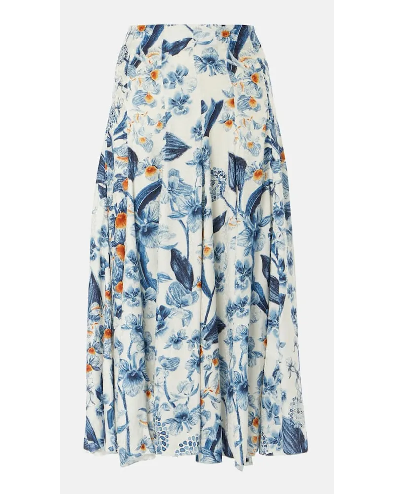 AGUA BENDITA Gonna midi Mimosa con stampa floreale Bianco