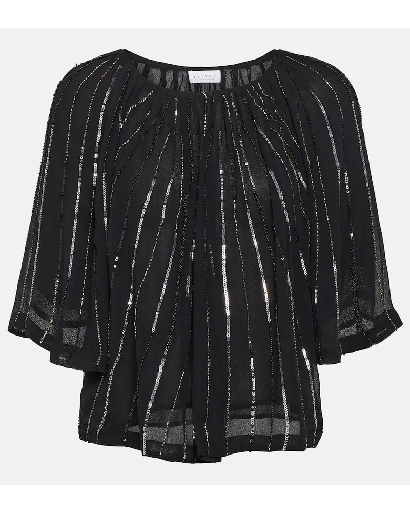 Velvet Blusa Barbara con paillettes Nero