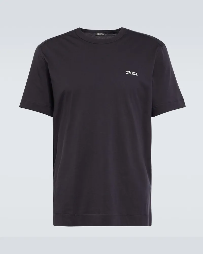 Ermenegildo Zegna T-shirt in cotone con logo Blu