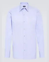 Tom Ford Camicia in popeline di cotone Blu