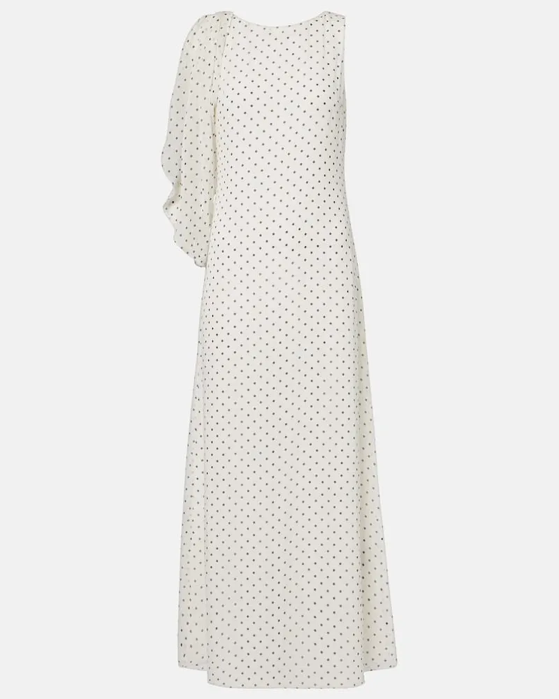 ROTATE Birger Christensen Abito lungo Adela in chiffon a pois Bianco