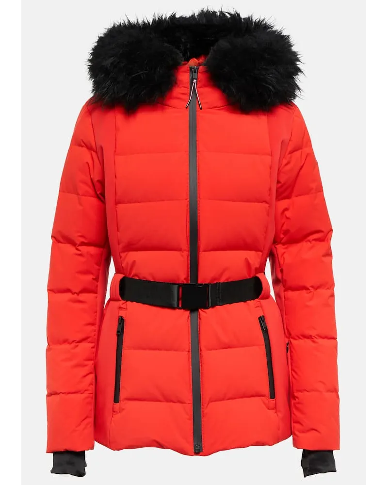 Yves Salomon Giacca da sci imbottita con shearling Rosso