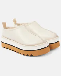 Stella McCartney Mules Sneak-Elyse in similpelle con pelliccia sintetica Beige