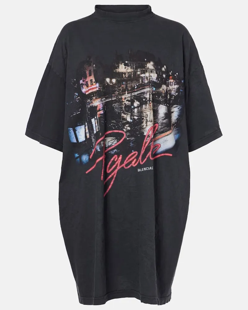 Balenciaga T-shirt oversize Pigalle con stampa Nero