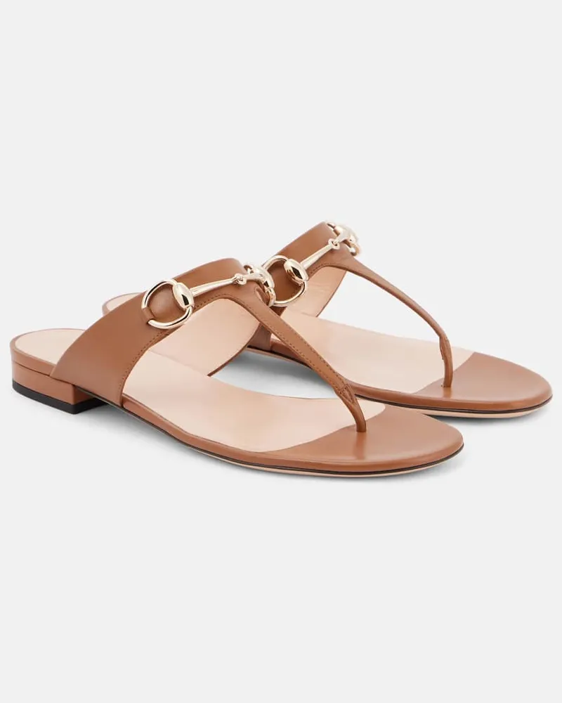 Gucci Sandali infradito Lady Horsebit in pelle Marrone