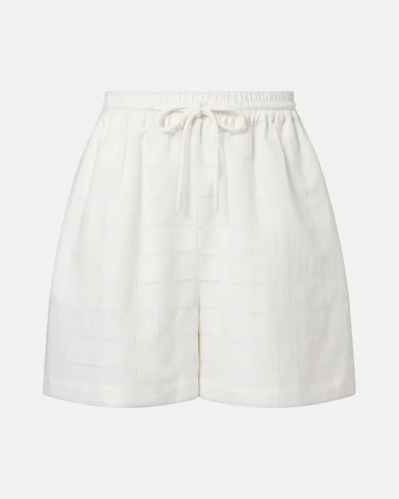 ASCENO Shorts Boston in misto lino e cotone a quadri Bianco
