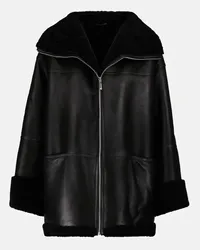 Totême Giacca in pelle con shearling Nero