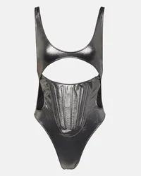 Thierry Mugler Costume intero metallizzato con cut-out Argento