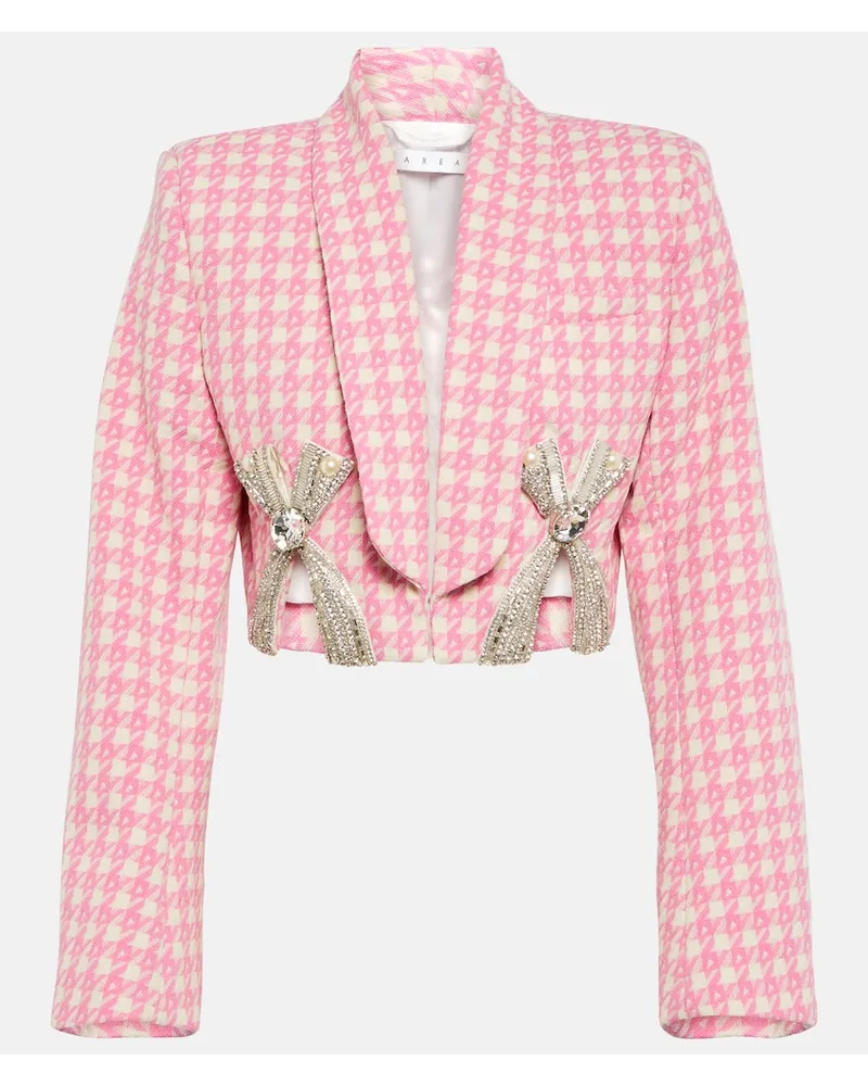 Area Blazer cropped in misto lana con cristalli Rosa