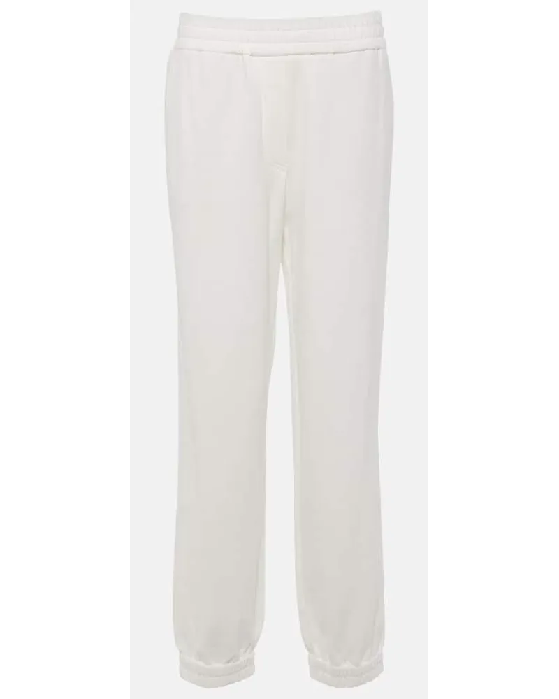 Brunello Cucinelli Pantaloni sportivi in jersey di cotone Bianco