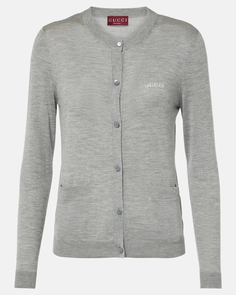 Gucci Cardigan in cashmere e seta Grigio