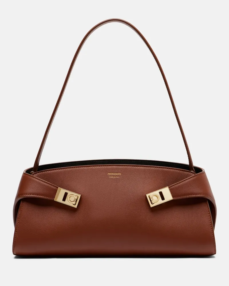 Ferragamo Borsa a spalla Hug East-West Small in pelle Marrone