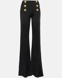 Balmain Pantaloni flared in maglia Nero