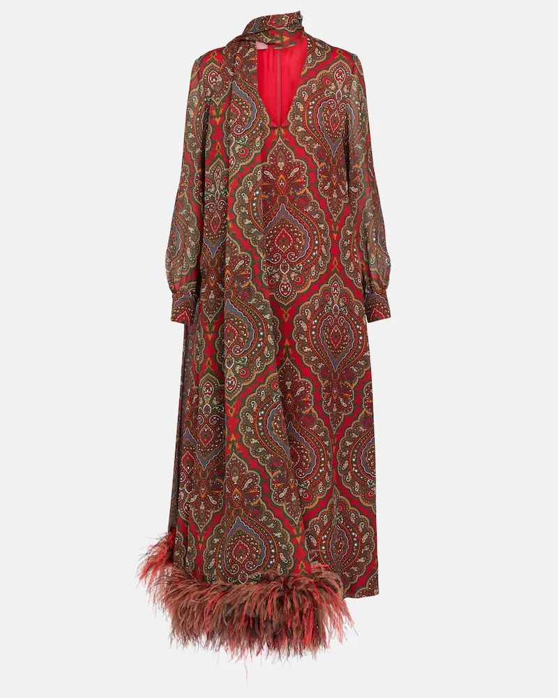 Valentino Garavani Abito lungo Voyage Imaginaire in georgette Marrone