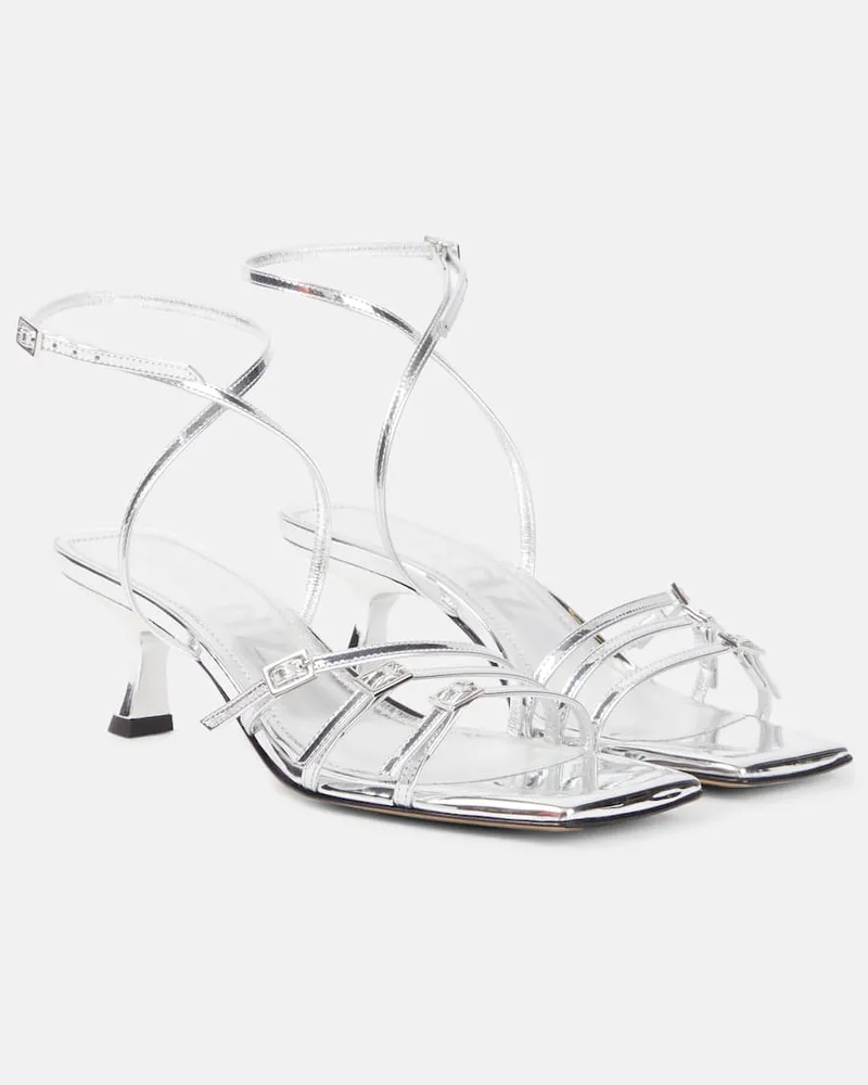 SOULIERS MARTINEZ Sandali Teresa 60 in pelle metallizzata Argento