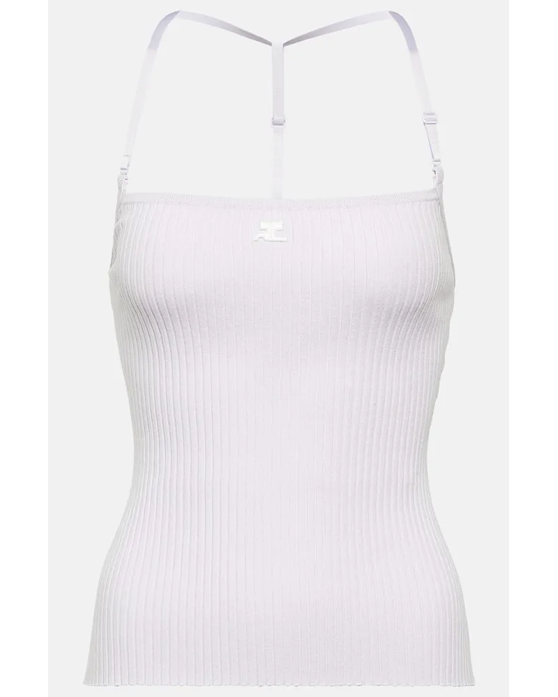 Courrèges CourrÃ¨ges Top in maglia a coste con logo Bianco