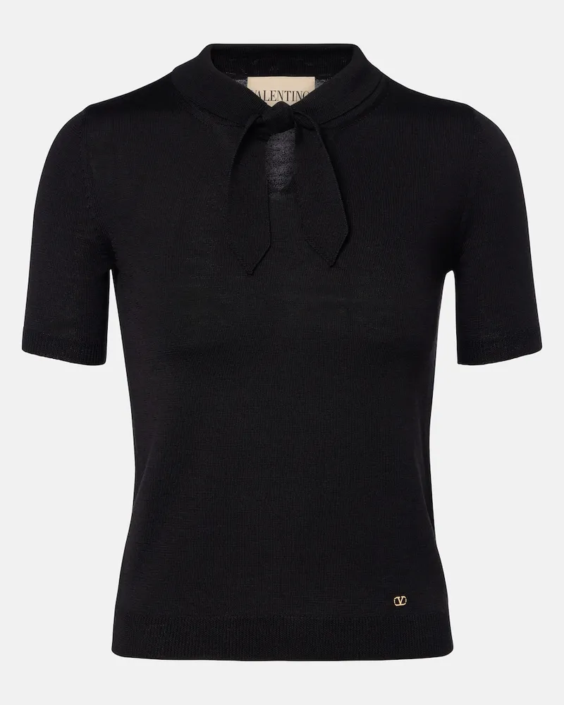 Valentino Garavani Top VLogo in misto lana Nero