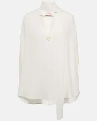 Valentino Garavani Blusa in seta con mantella Bianco