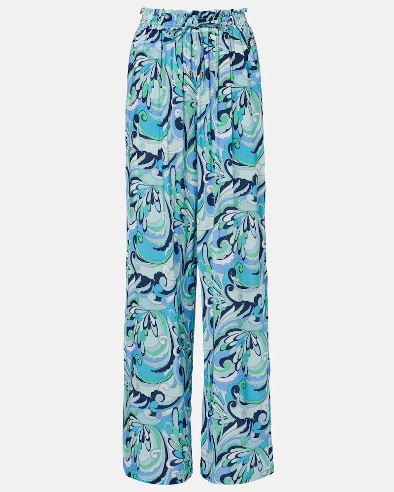 Melissa Odabash Pantaloni palazzo Reese con stampa Blu