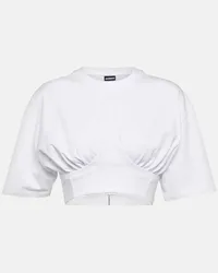 Jacquemus Top cropped Caraco in misto cotone Bianco