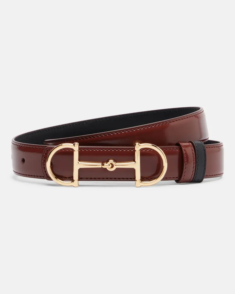 Gucci Cintura Horsebit in pelle reversibile Marrone