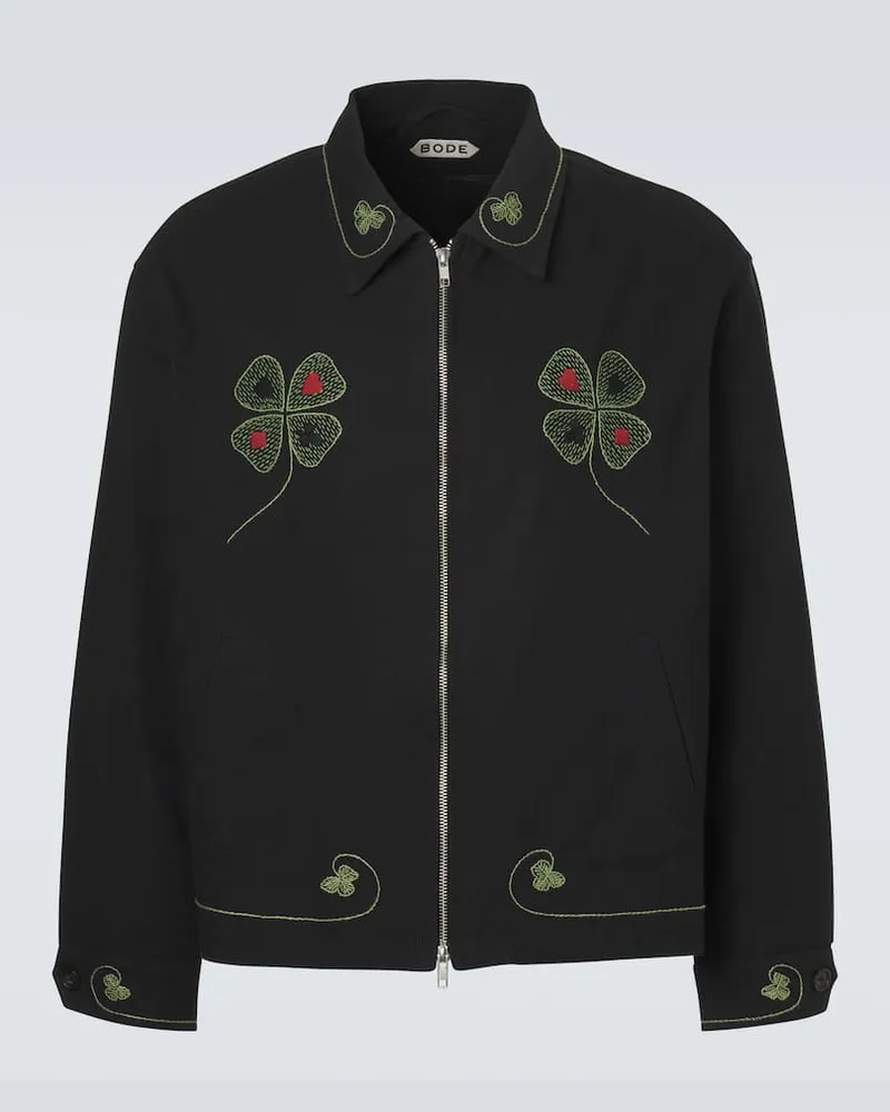 BODE Giacca Lucky Draw in twill di cotone Nero