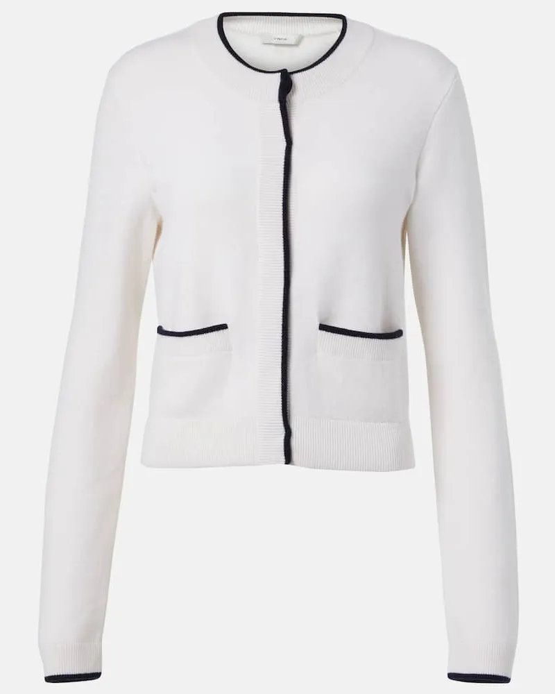 Vince Cardigan in misto lana e cotone Bianco