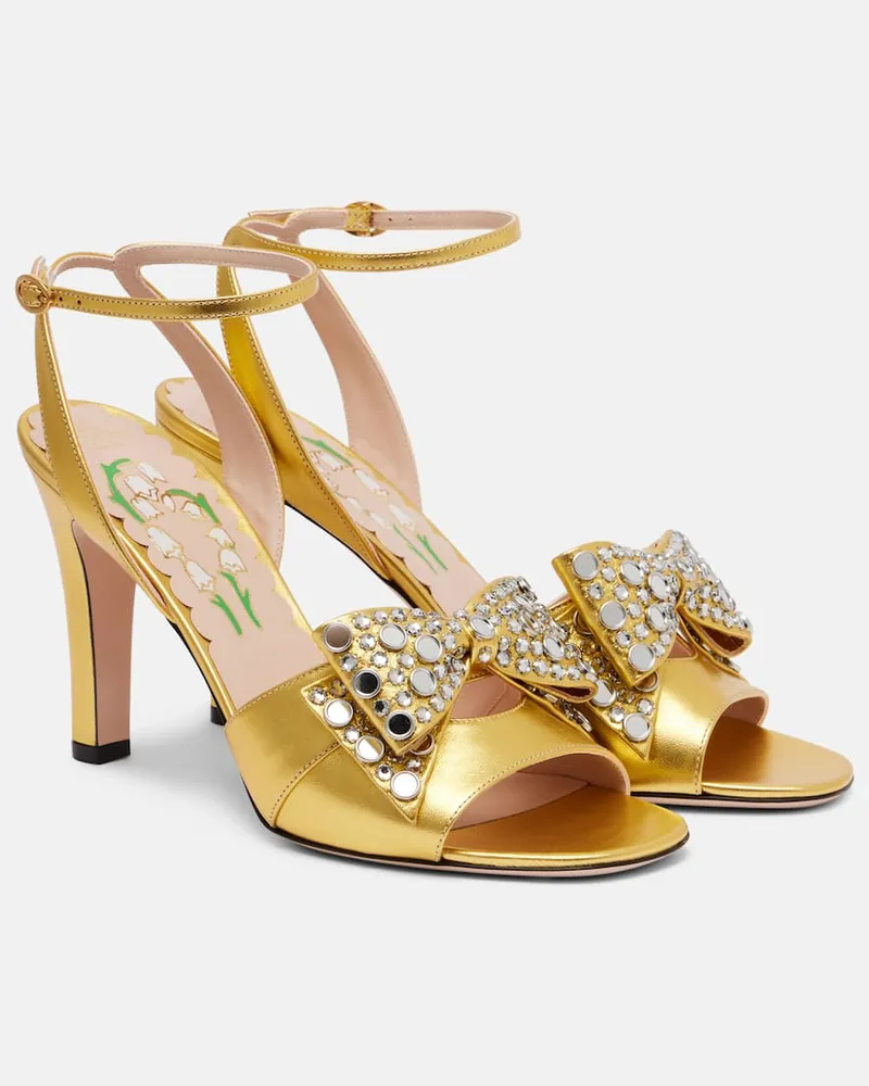 Valentino Garavani Sandali Bowow 95 in pelle con cristalli Oro